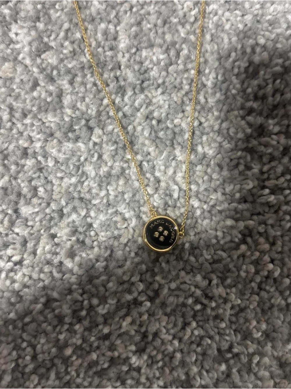 Marc Jacobs Gold-Tone Necklace with Black Disc and Crystal Accents